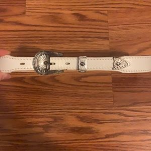 CREAM WESTERN GENUINE LEATHER BELT